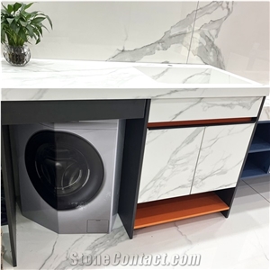 Bathroom Vanity With Sink Use Calacatta White Sintered Stone