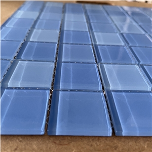Blue Glass Mosaic Tiles For Interior Bathroom Wall Decor