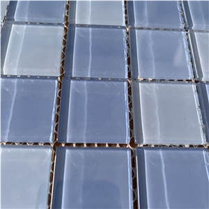 Blue Glass Mosaic Tiles For Interior Bathroom Wall Decor
