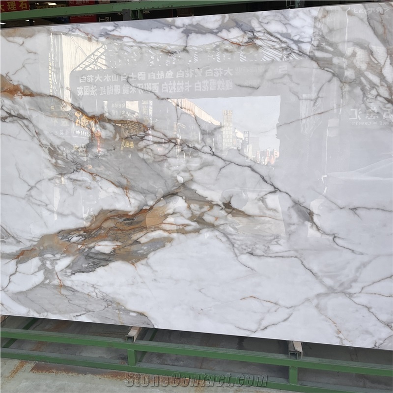 Calacatta Gold Nano Stone Slab For Home Floor And Wall Decor