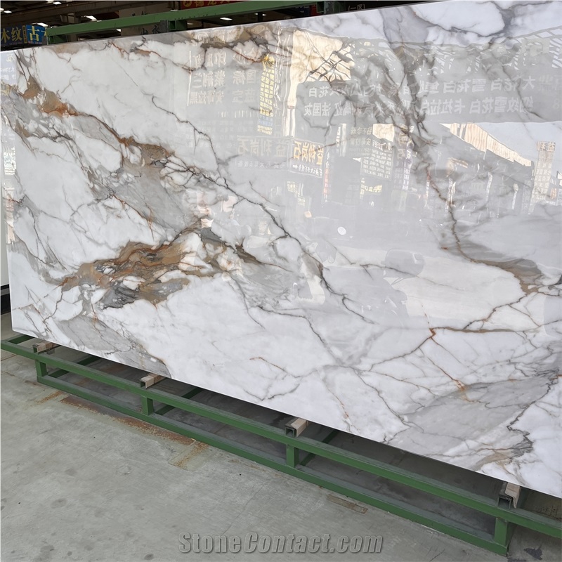 Calacatta Gold Nano Stone Slab For Home Floor And Wall Decor