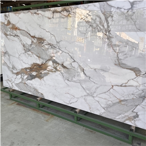 Calacatta Gold Nano Stone Slab For Home Floor And Wall Decor