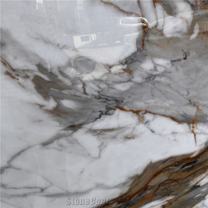 Calacatta Gold Nano Stone Slab For Home Floor And Wall Decor