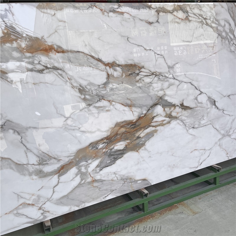 Calacatta Gold Nano Stone Slab For Home Floor And Wall Decor