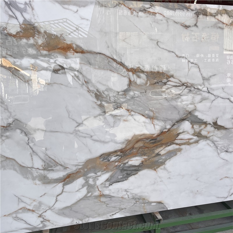 Calacatta Gold Nano Stone Slab For Home Floor And Wall Decor