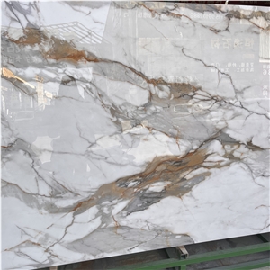 Calacatta Gold Nano Stone Slab For Home Floor And Wall Decor