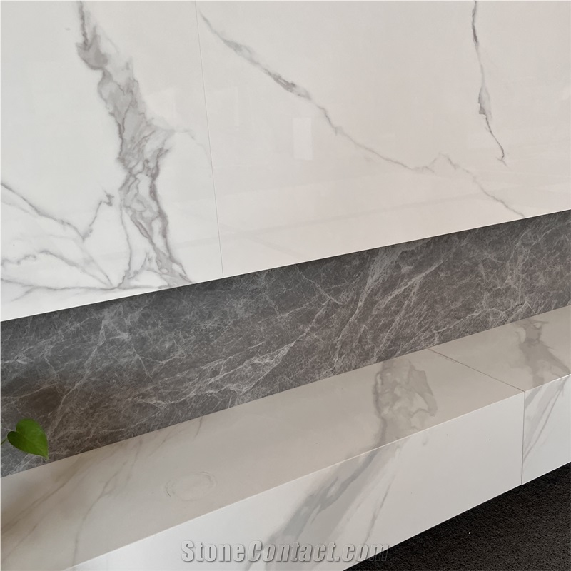 Calacatta White Sintered Stone TV Background Wall For Home