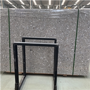 Customize Alba White Terrazzo Slab Tiles Floor Wall Design