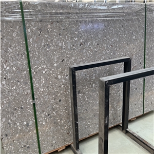 Customize Alba White Terrazzo Slab Tiles Floor Wall Design