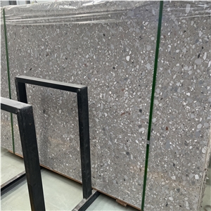 Customize Alba White Terrazzo Slab Tiles Floor Wall Design