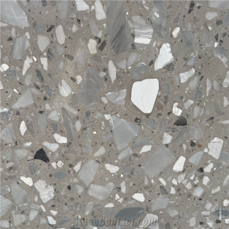 Customize Alba White Terrazzo Slab Tiles Floor Wall Design