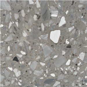 Customize Alba White Terrazzo Slab Tiles Floor Wall Design