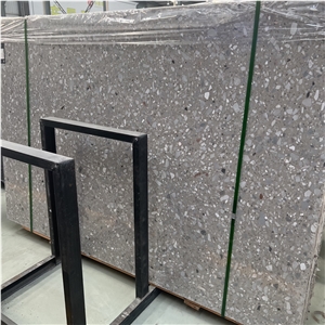 Customize Alba White Terrazzo Slab Tiles Floor Wall Design
