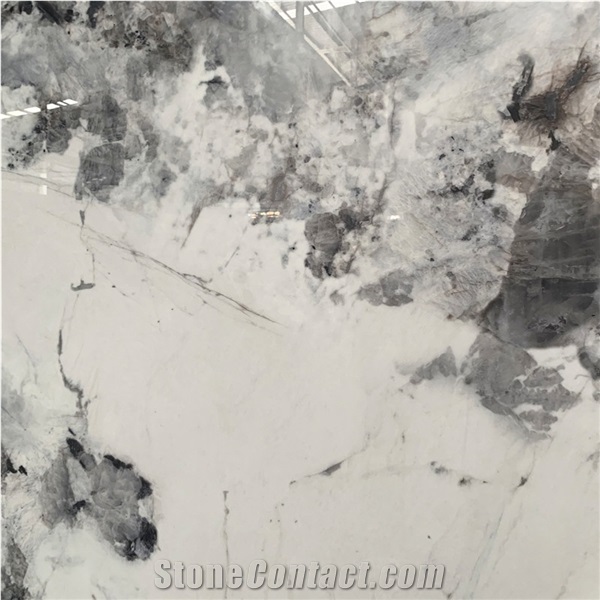 Factory Direct Sales White Sintered Stone With Grey Flower