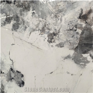 Factory Direct Sales White Sintered Stone With Grey Flower