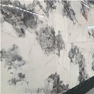 Factory Direct Sales White Sintered Stone With Grey Flower