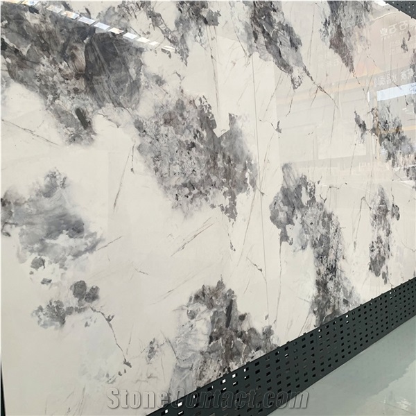 Factory Direct Sales White Sintered Stone With Grey Flower