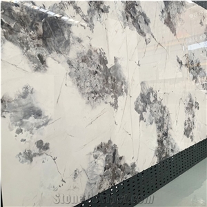 Factory Direct Sales White Sintered Stone With Grey Flower