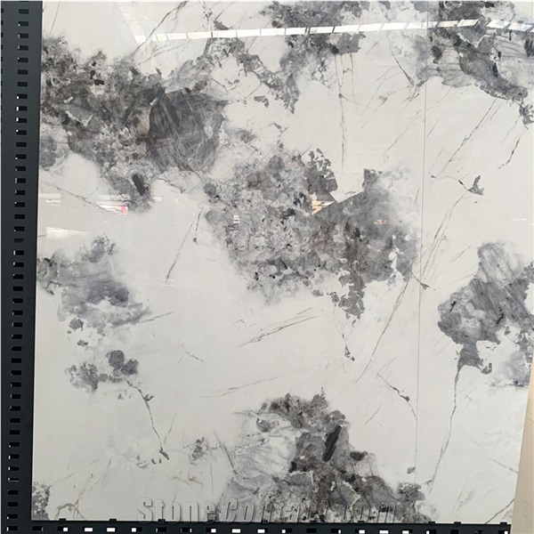 Factory Direct Sales White Sintered Stone With Grey Flower