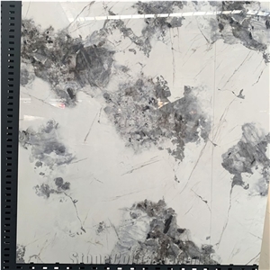 Factory Direct Sales White Sintered Stone With Grey Flower