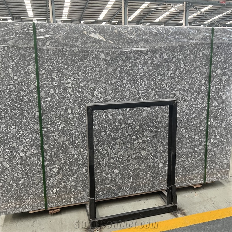 High Quality Factory Price Dark Grey Terrazzo Stone Slabs