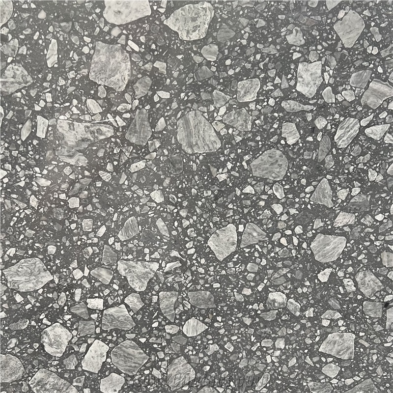 High Quality Factory Price Dark Grey Terrazzo Stone Slabs