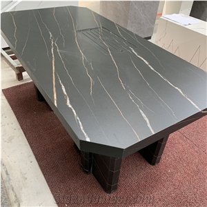 Modern Home Furniture Rectangle Black Porcelain Dining Table