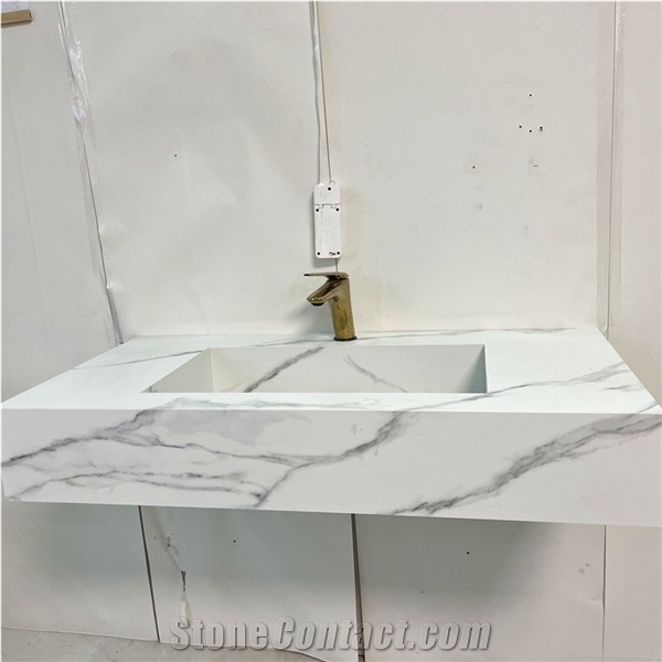 Modern Luxury Sintered Stone Vanity Bathroom Sink For Hotel