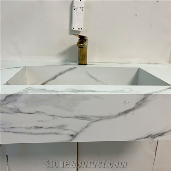 Modern Luxury Sintered Stone Vanity Bathroom Sink For Hotel