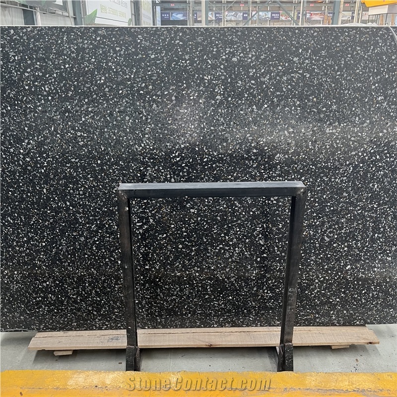 Moon Lake Dark Terrazzo Stone Slab For Interior Wall Design