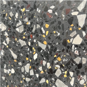 Moon Lake Dark Terrazzo Stone Slab For Interior Wall Design