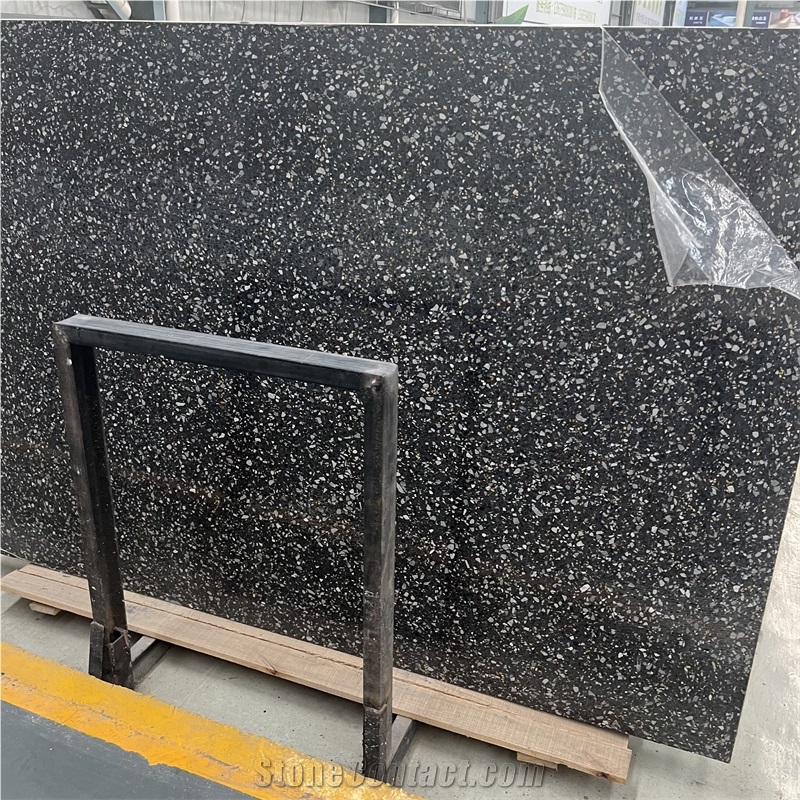 Moon Lake Dark Terrazzo Stone Slab For Interior Wall Design