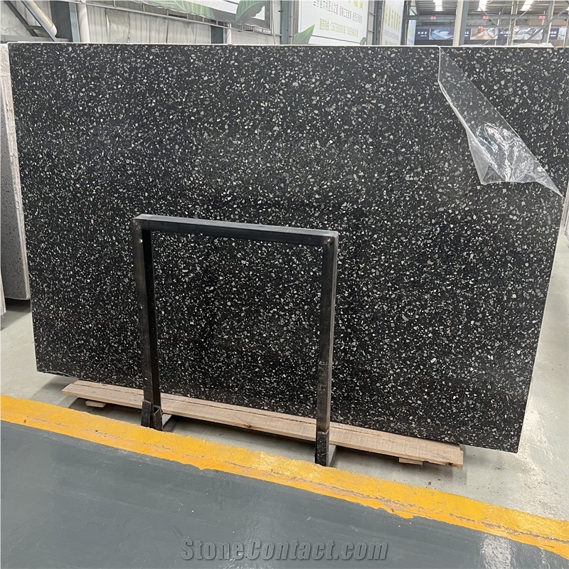 Moon Lake Dark Terrazzo Stone Slab For Interior Wall Design