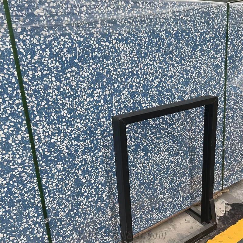 New Design Blue Terrazzo Slab For Interior Floor Design