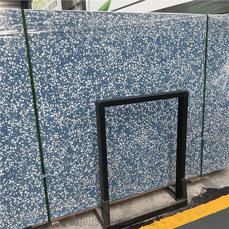 New Design Blue Terrazzo Slab For Interior Floor Design