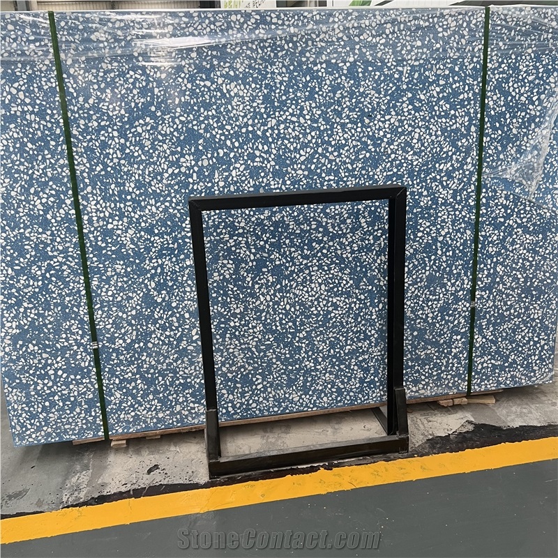New Design Blue Terrazzo Slab For Interior Floor Design