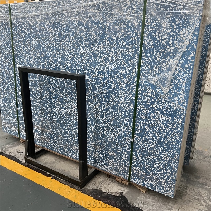 New Design Blue Terrazzo Slab For Interior Floor Design