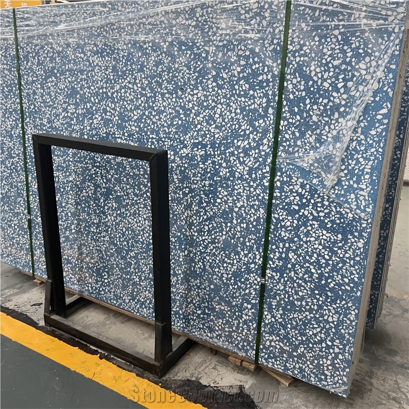 New Design Blue Terrazzo Slab For Interior Floor Design