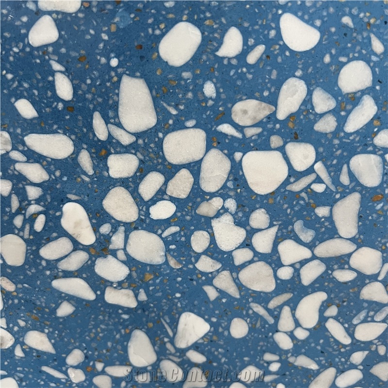 New Design Blue Terrazzo Slab For Interior Floor Design