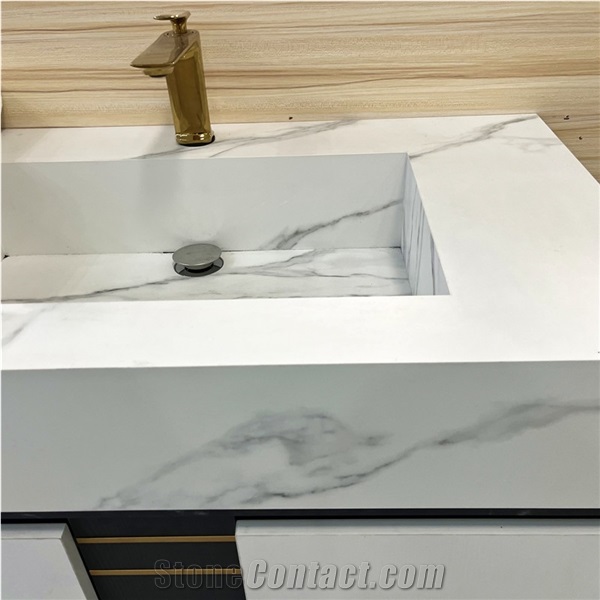 New Design Customized Bathroom Sintered Stone Vanity Cabinet