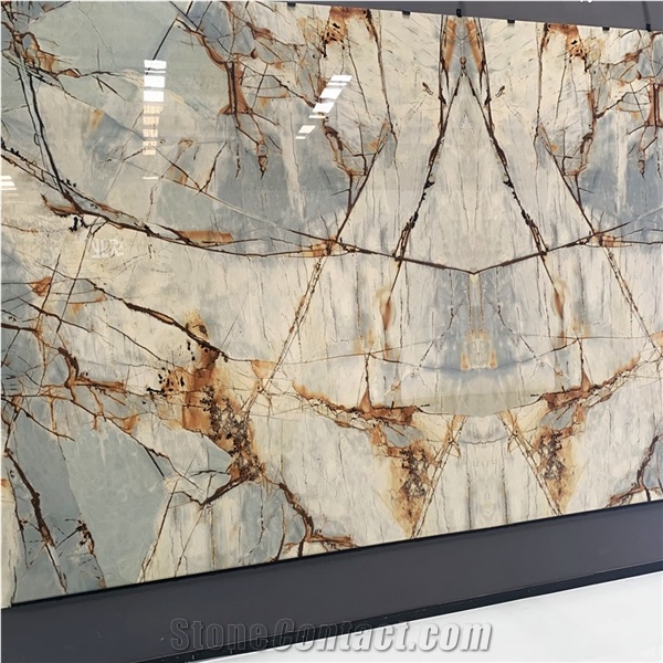 New Design Rome Impression Blue Sintered Stone Slab For Wall