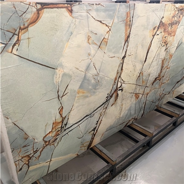 New Design Rome Impression Blue Sintered Stone Slab For Wall
