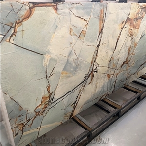 New Design Rome Impression Blue Sintered Stone Slab For Wall