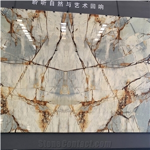 New Design Rome Impression Blue Sintered Stone Slab For Wall