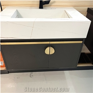 New Design White Bathroom Vanity Cabinets Sintered Stone