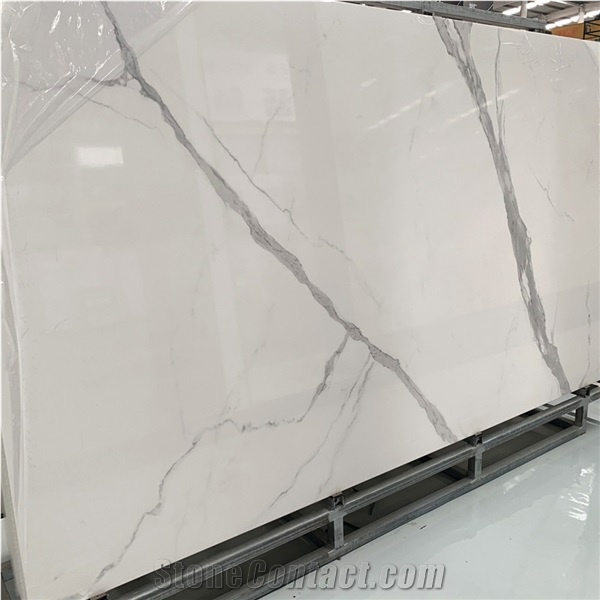 Polished Artificial Marble Looks Sintered Stone For Bathroom Wall