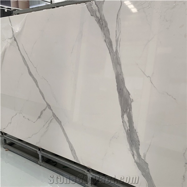 Polished Artificial Marble Looks Sintered Stone For Bathroom Wall