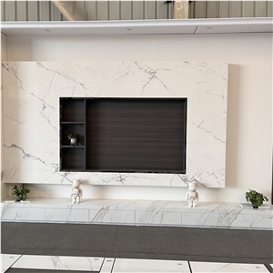Polished Calacatta White Sintered Stone TV Background Wall
