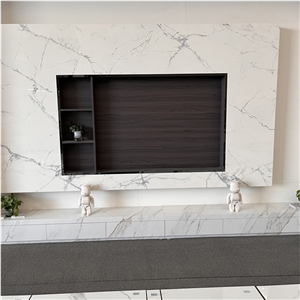Polished Calacatta White Sintered Stone TV Background Wall