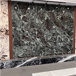 Polished Green Sintered Stone Background Wall For Home Decor